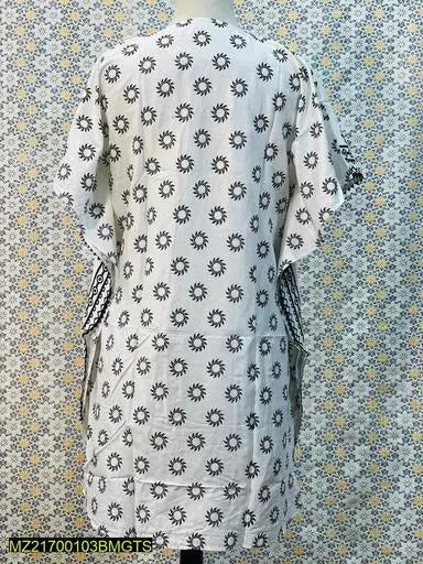 Kaftan Style Stitched Linen Frock