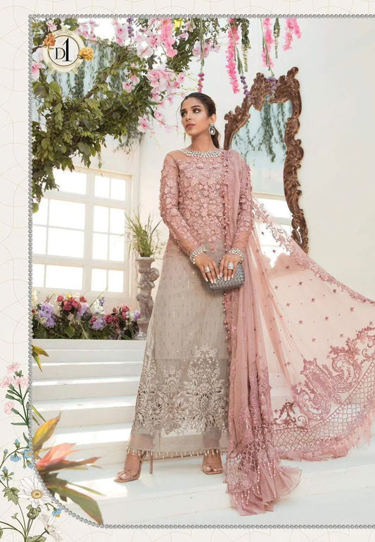 Exquisite 3 Pcs Chiffon Embroidered Suit in Pink