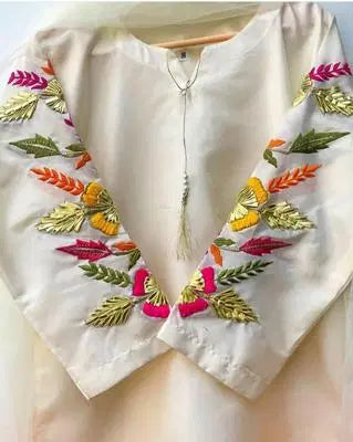3 Pcs Women's Stitched Katan Silk Embroidered Suit